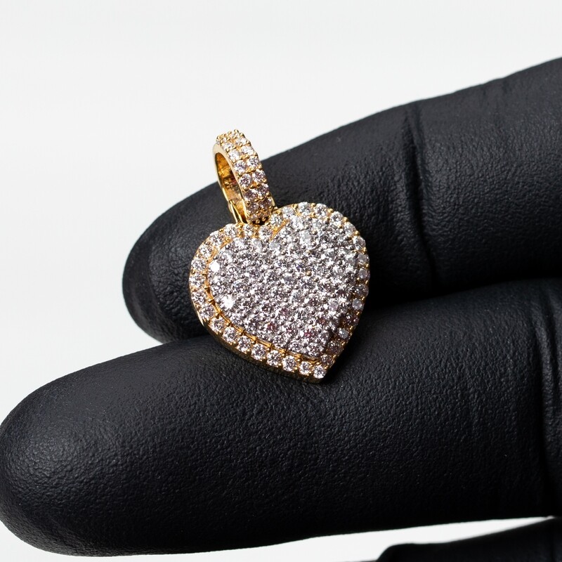 Honey Comb Yellow Gold 1.3Ct Diamond Heart Pendant