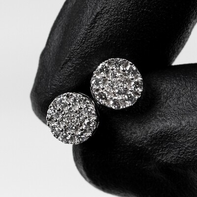 Round 14K White Gold 0.37 Ct Small Cluster Diamond Stud Earrings