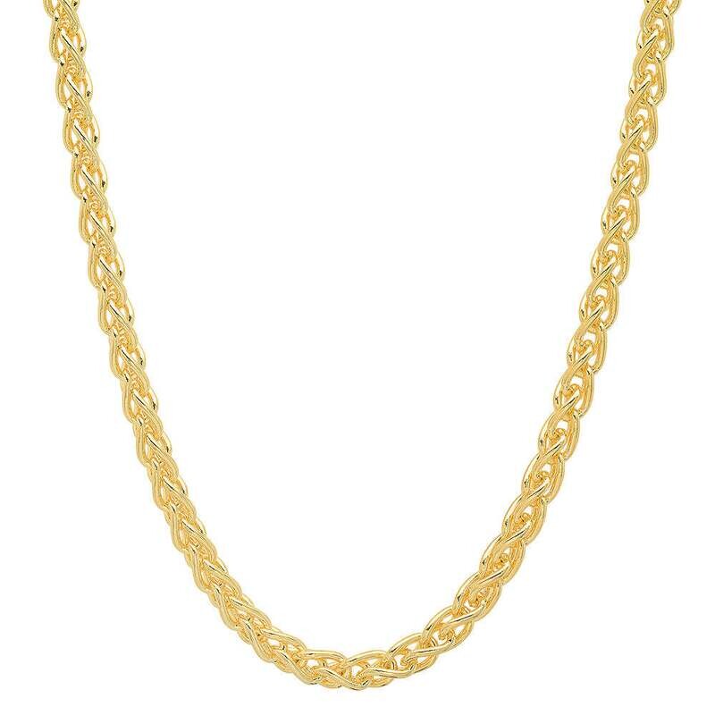 Solid 14K Yellow Gold 4mm 24 inch Wheat Chain Necklace