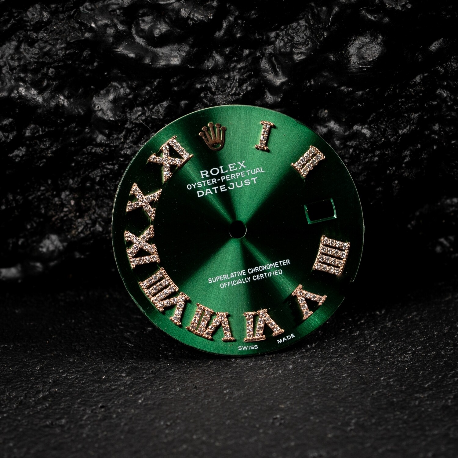 Diamond Roman Numeral Green Dial to Fit Datejust Rolex 41mm Models 1/2 CT