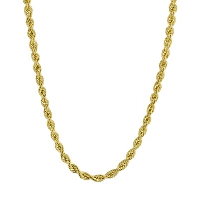 Solid 10k Yellow Gold 3mm 20 inch Diamond Cut Rope Chain Necklace