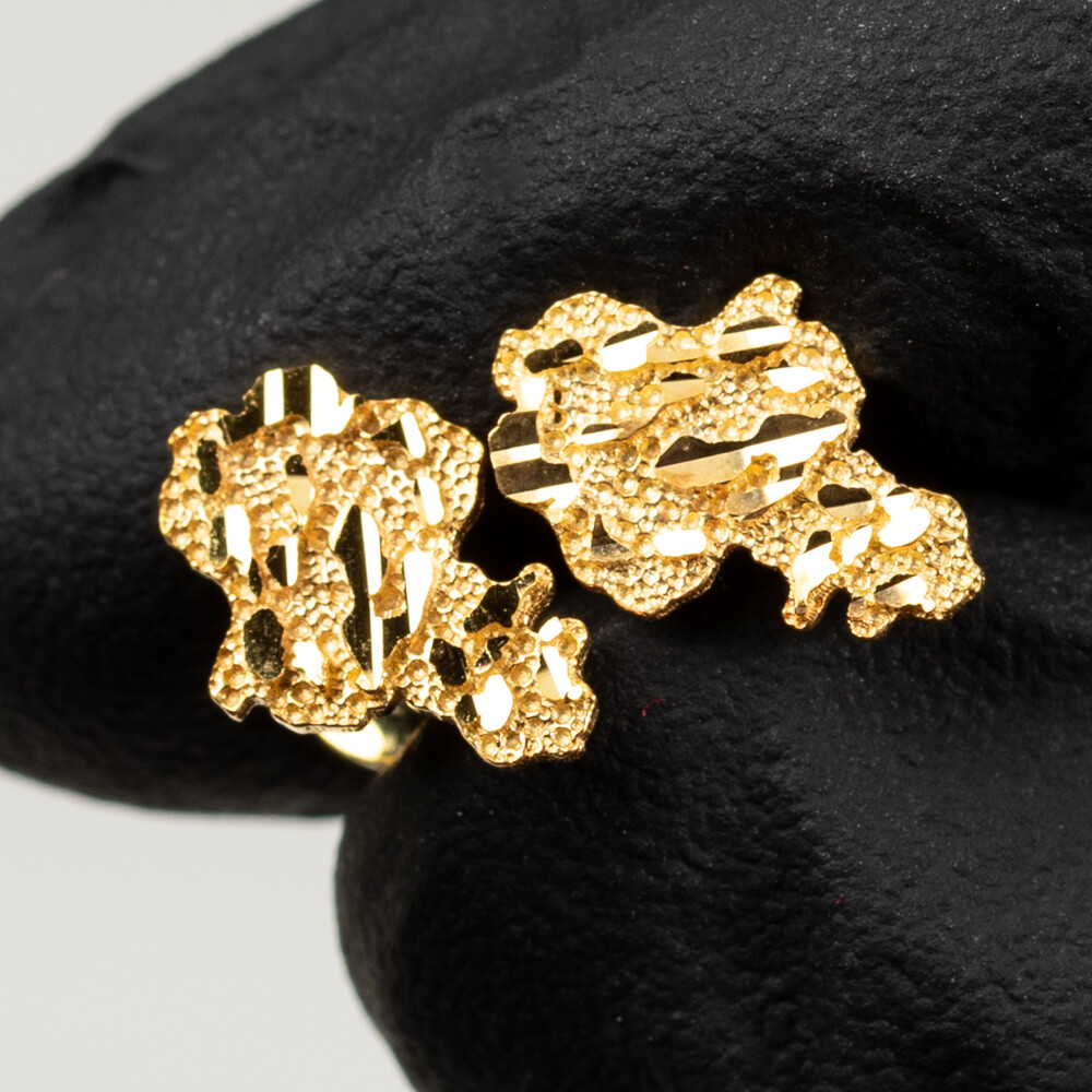 Men&#39;s Small Real 10K Solid Yellow Gold Diamond Cut Nugget Stud Earrings