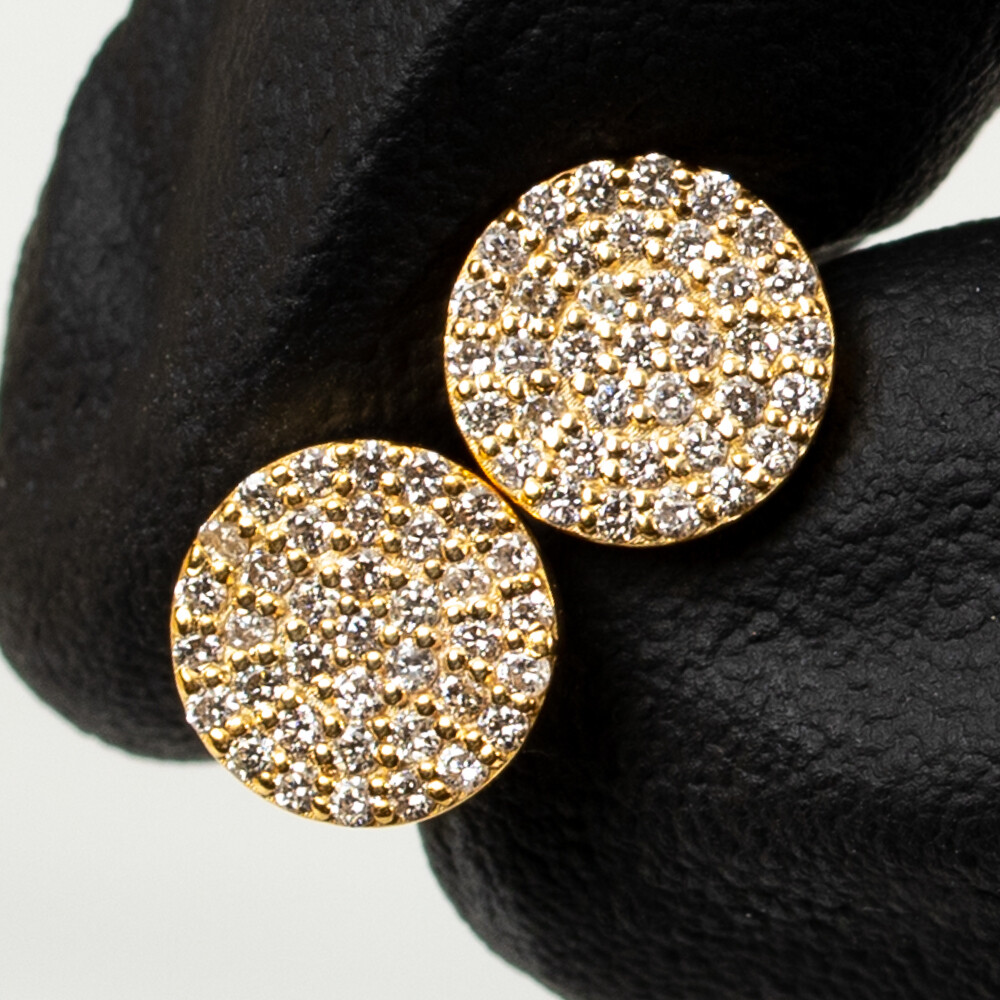 Round 10K Yellow Gold 0.37Ct Natural Diamond Cluster Stud Earrings