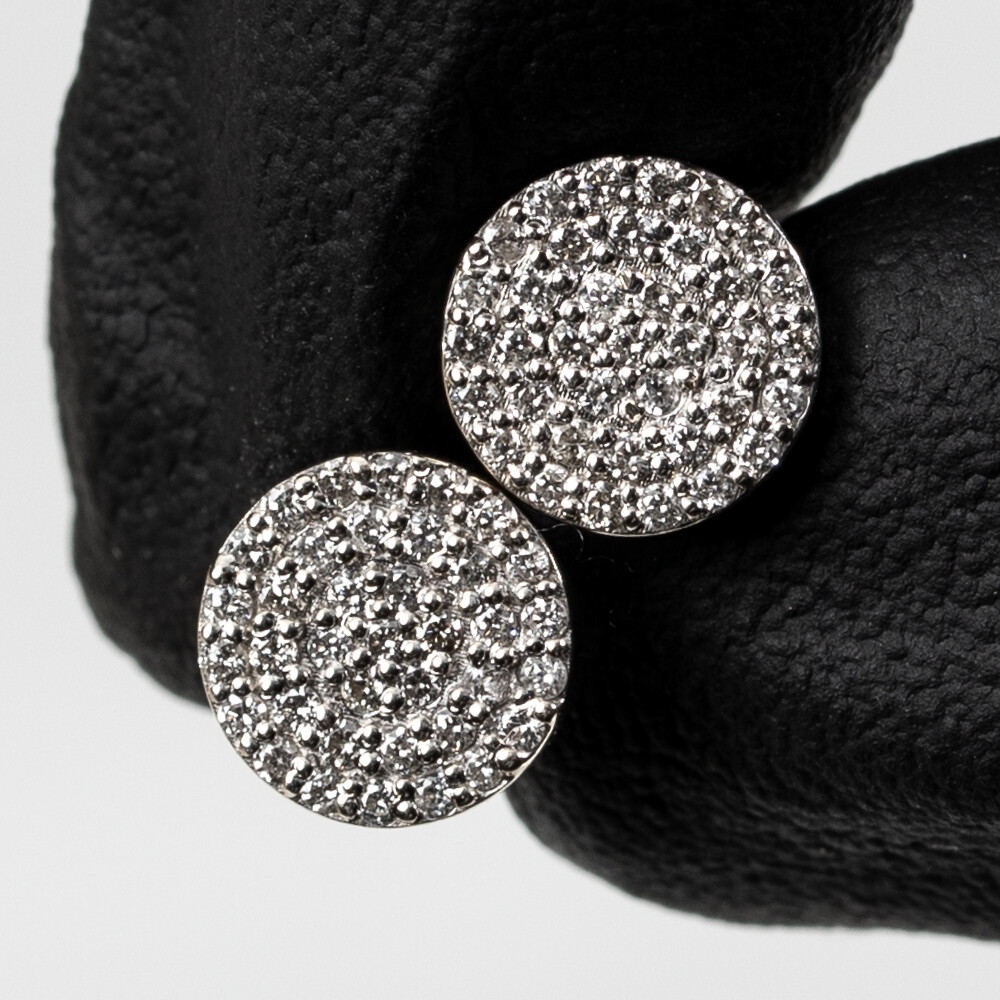 Round 10K White Gold 0.37Ct Natural Diamond Cluster Stud Earrings