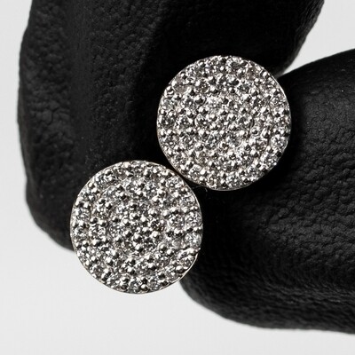 Round 10K White Gold 0.37Ct Natural Diamond Cluster Stud Earrings