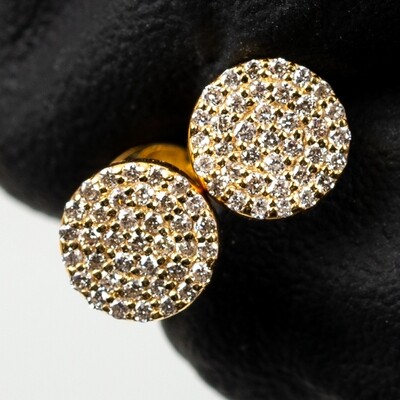 Round 10K Yellow Gold 0.22Ct Natural Diamond Circle Stud Earrings