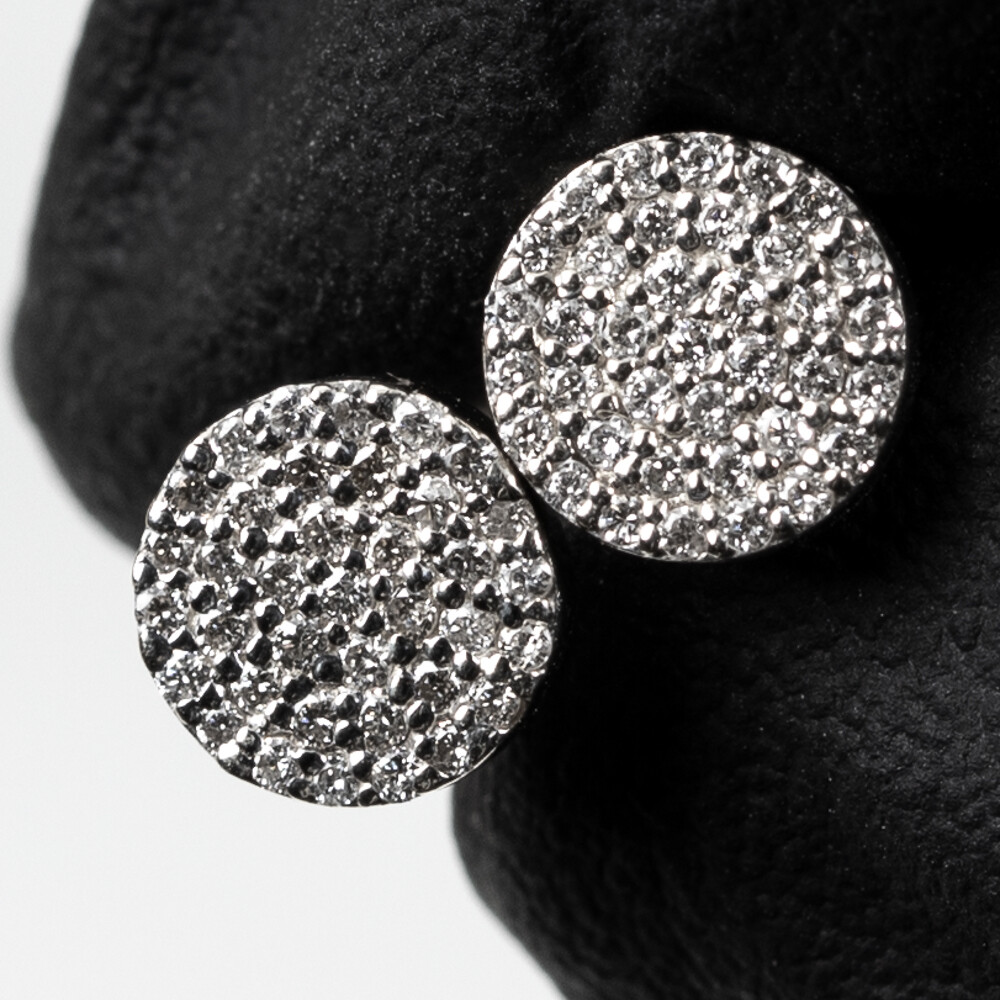 Circle 10K White Gold 0.22Ct Natural Diamond Round Stud Earrings