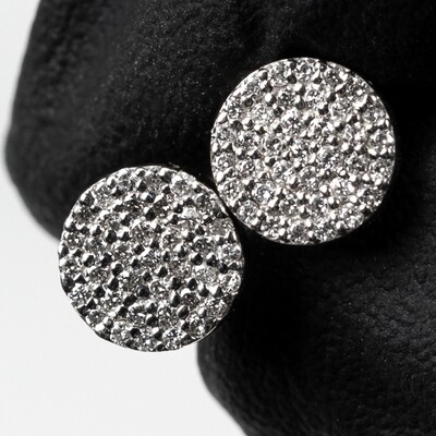 Circle 10K White Gold 0.22Ct Natural Diamond Round Stud Earrings