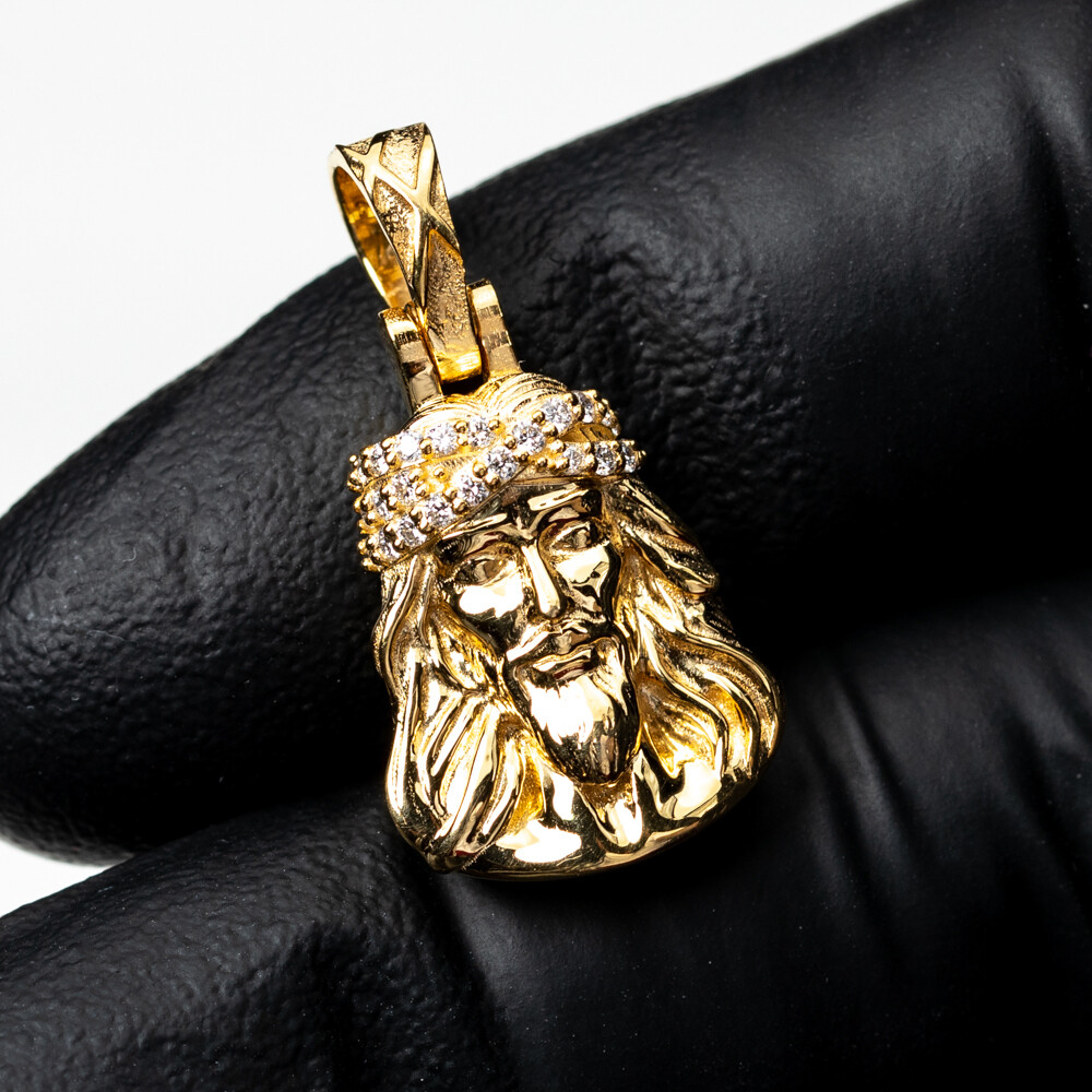 Solid 14K Yellow Gold Diamond Micro Mini Jesus Piece Pendant