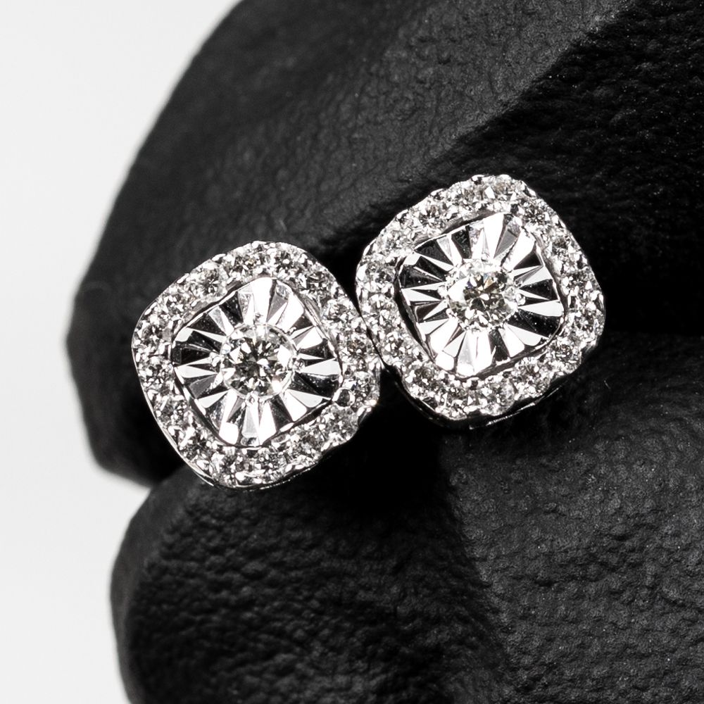 Small 14K White Gold Miracle Set 0.28Ct Natural Diamond Earrings