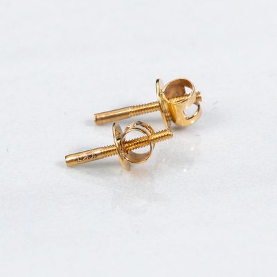 14K Solid Yellow Gold Screw On Earring Back Post