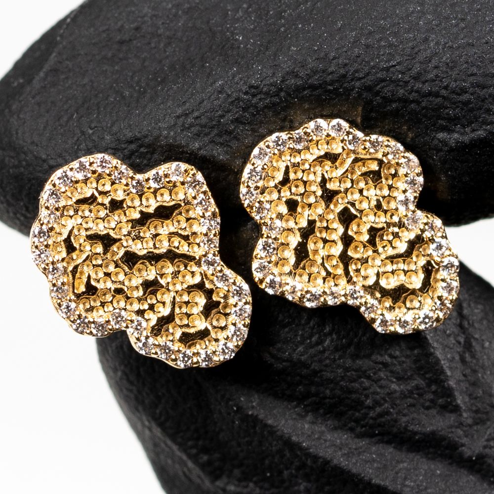 Men&#39;s 10K Gold 0.25 Ct Natural Diamond Cut Nugget Stud Earrings