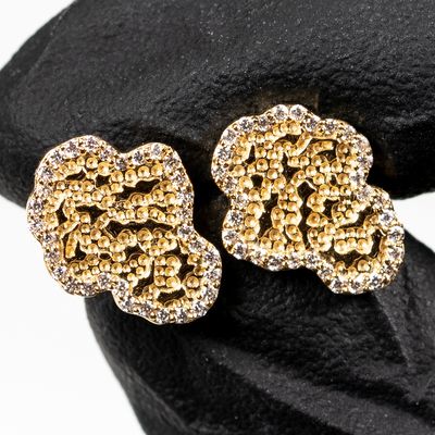 Men&#39;s 10K Gold 0.25 Ct Natural Diamond Cut Nugget Stud Earrings