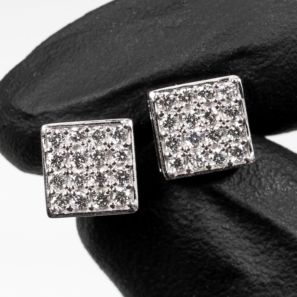 Square Shaped 14K White Gold 0.58 Ct Diamond Stud Earrings