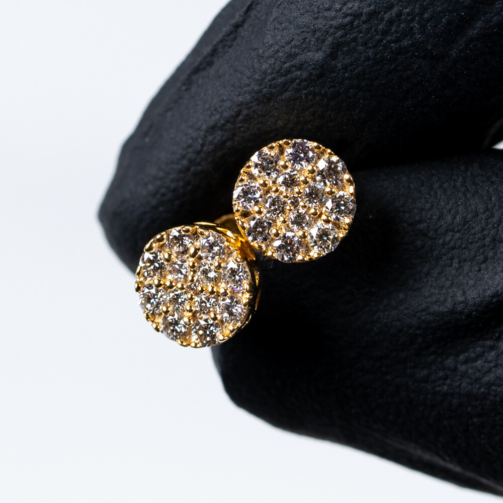 10K Gold Round Cluster 0.40 Ct Diamond Earrings