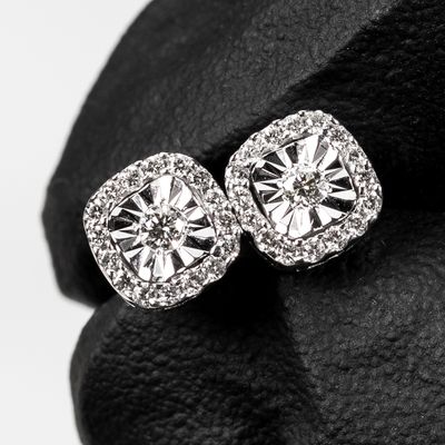 Small 10K White Gold Miracle Set 0.25Ct Diamond Earrings
