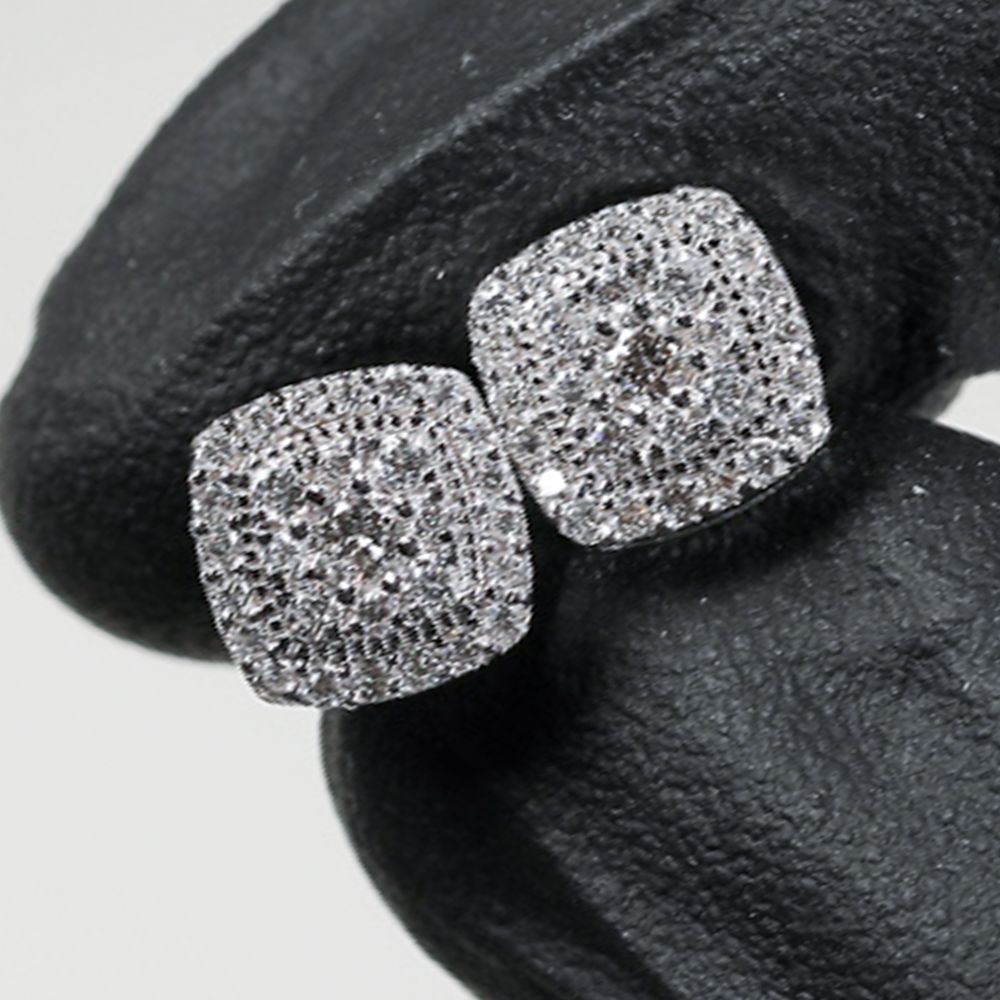 Small 10K White Gold Square 0.48 Ct Diamond Stud Earrings