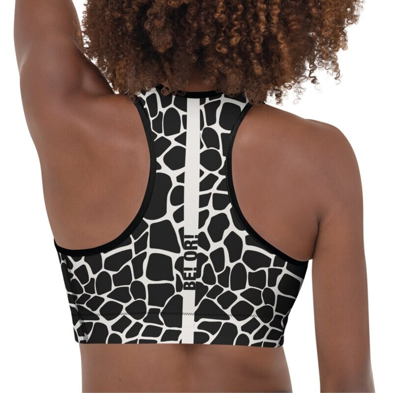 SPORTS BRA GIRAFFE BLACK