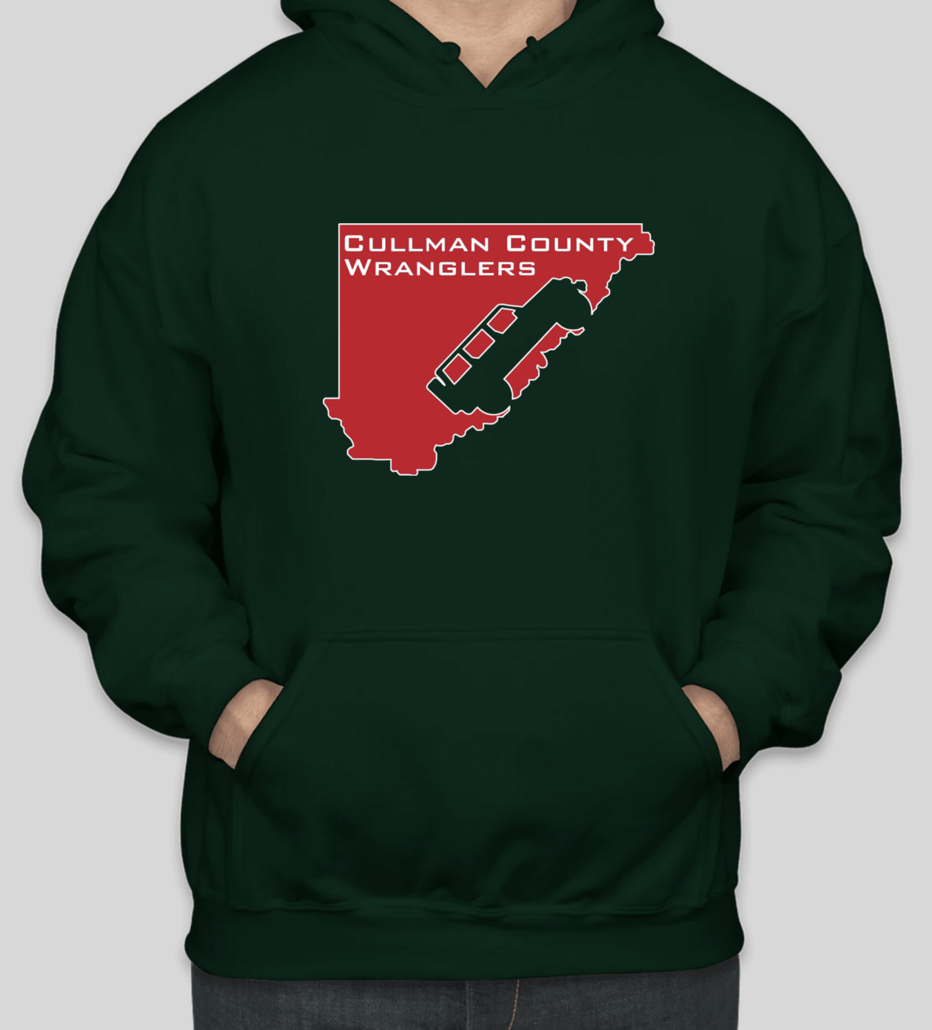Cullman County Wranglers Hooded Sweatshirt - Red & Forest Green