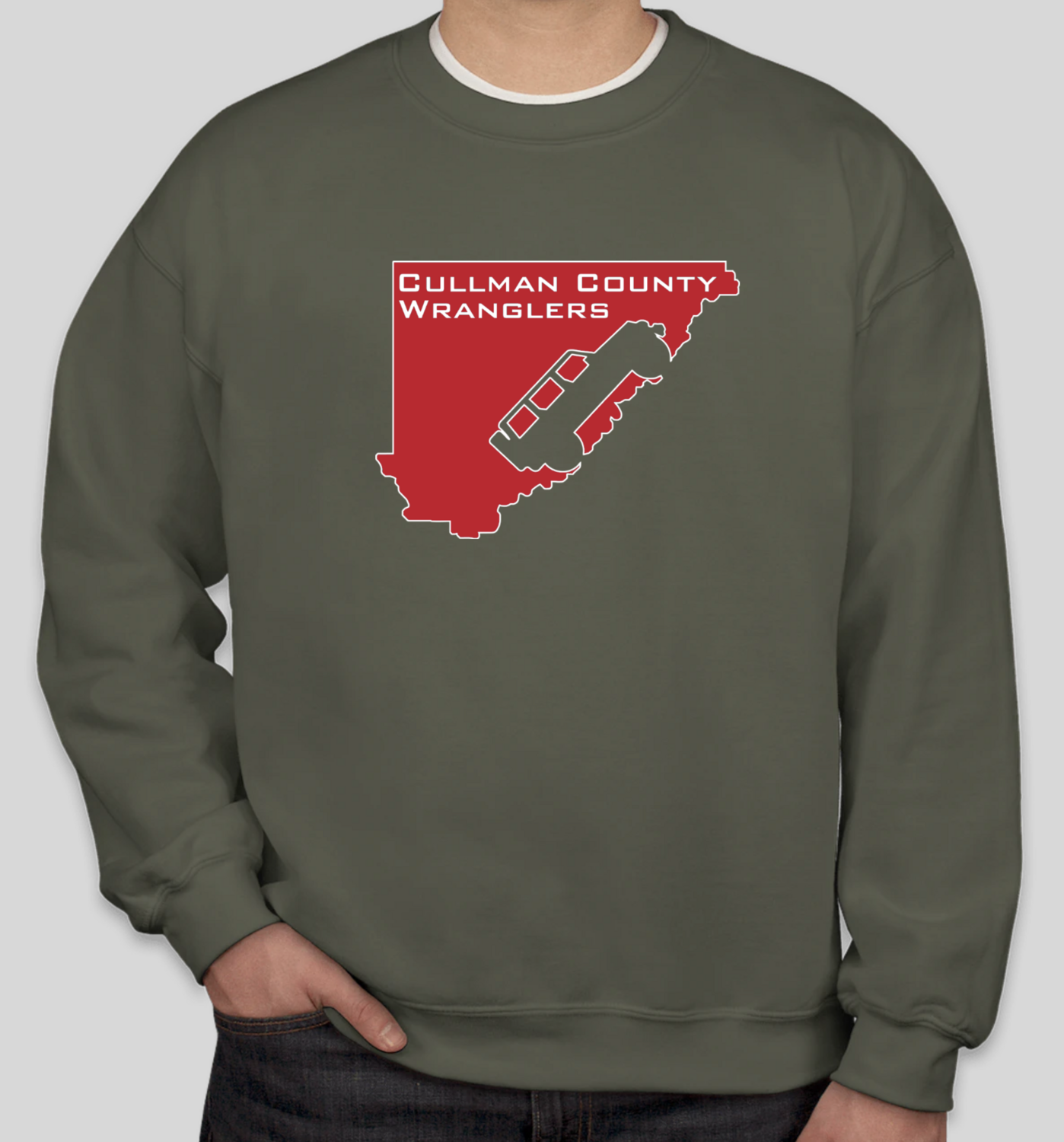 Cullman County Wranglers Crewneck Sweatshirt - Red & Military Green