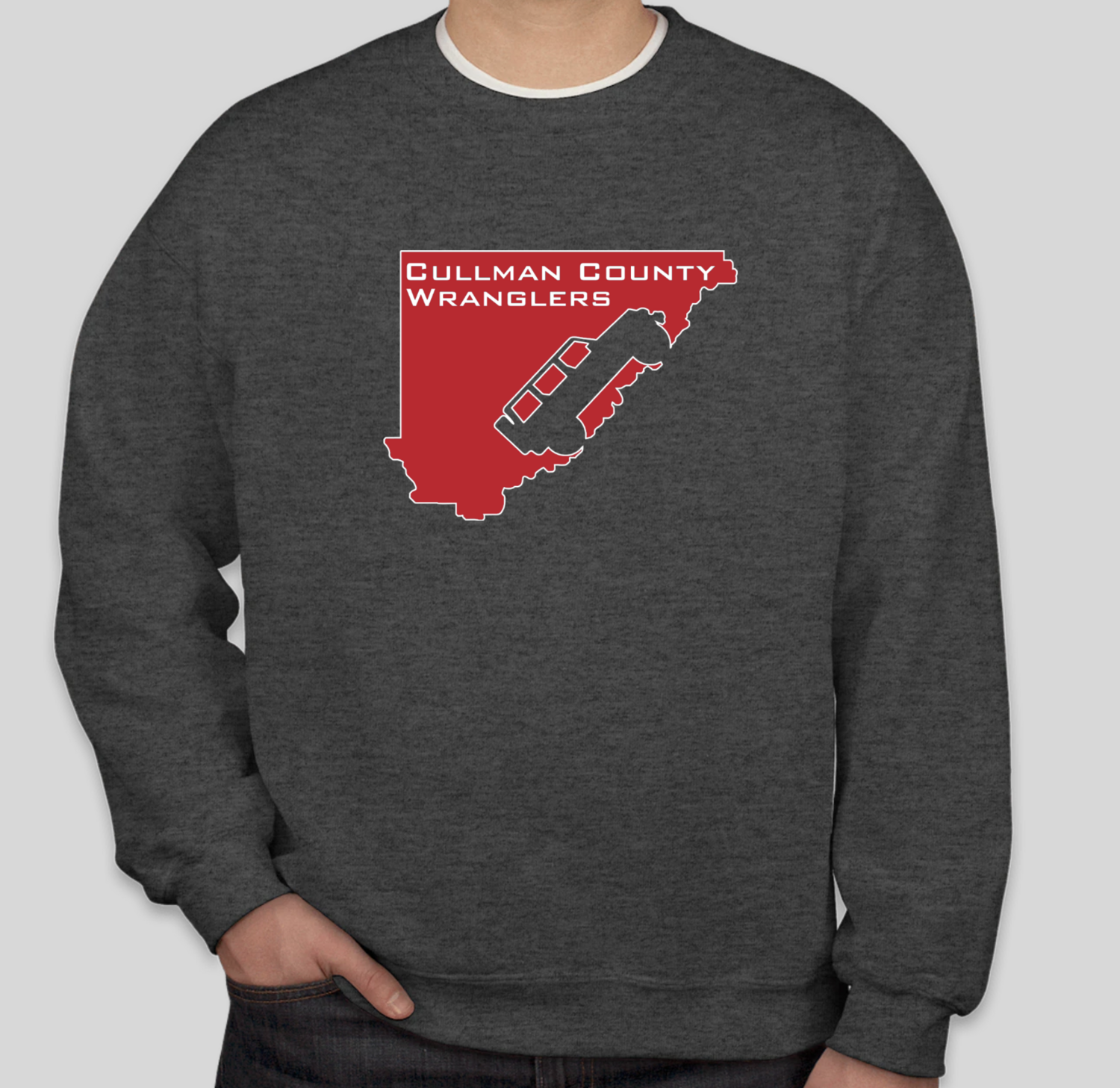 Cullman County Wranglers Crewneck Sweatshirt - Red & Dark Heather