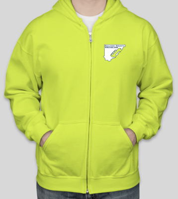 Cullman County Wranglers Full-Zip Hooded Sweatshirt - Safety Green