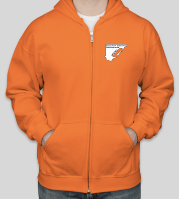 Cullman County Wranglers Full-Zip Hooded Sweatshirt - Safety Orange