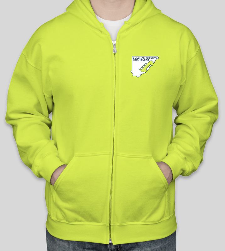 Cullman County Wranglers Full-Zip Hooded Sweatshirt - Safety Green