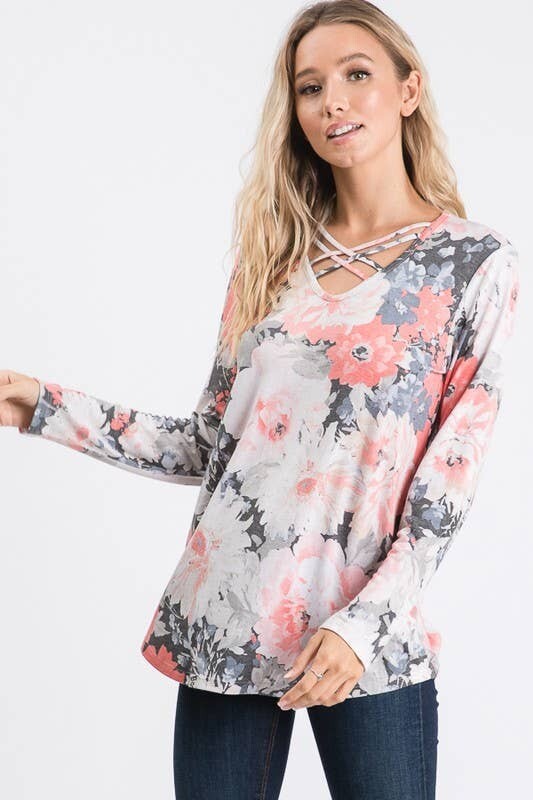 Coral Long Sleeve Floral