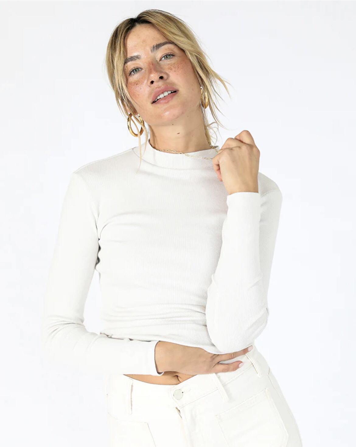 Perfect White Tee Lauryn Mock Neck