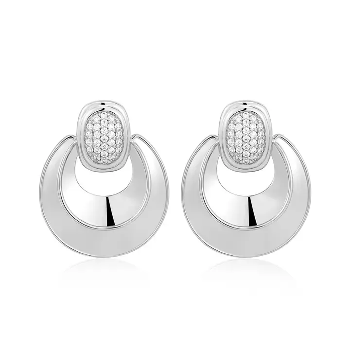Luv AJ Pave Doorknocker Hoops