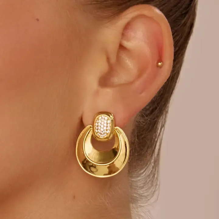 Luv AJ Pave Doorknocker Hoops