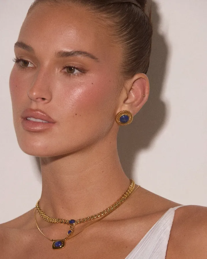 Luv AJ Lapis Bezel Necklace