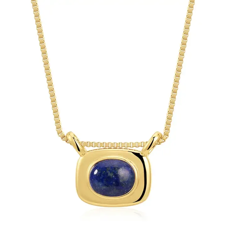 Luv AJ Lapis Bezel Necklace