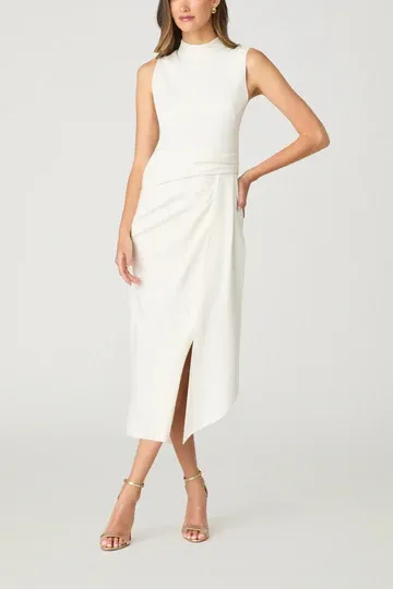 Shoshanna Park Draped Midi Dress