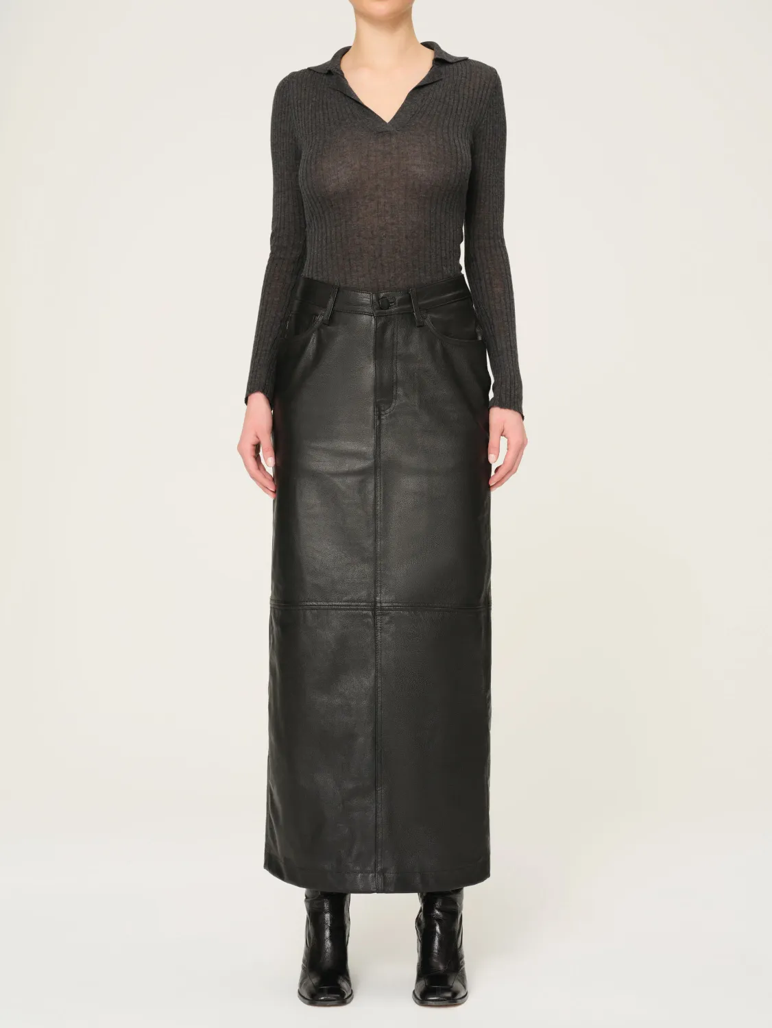 DL1961 Lexie Leather Maxi Skirt