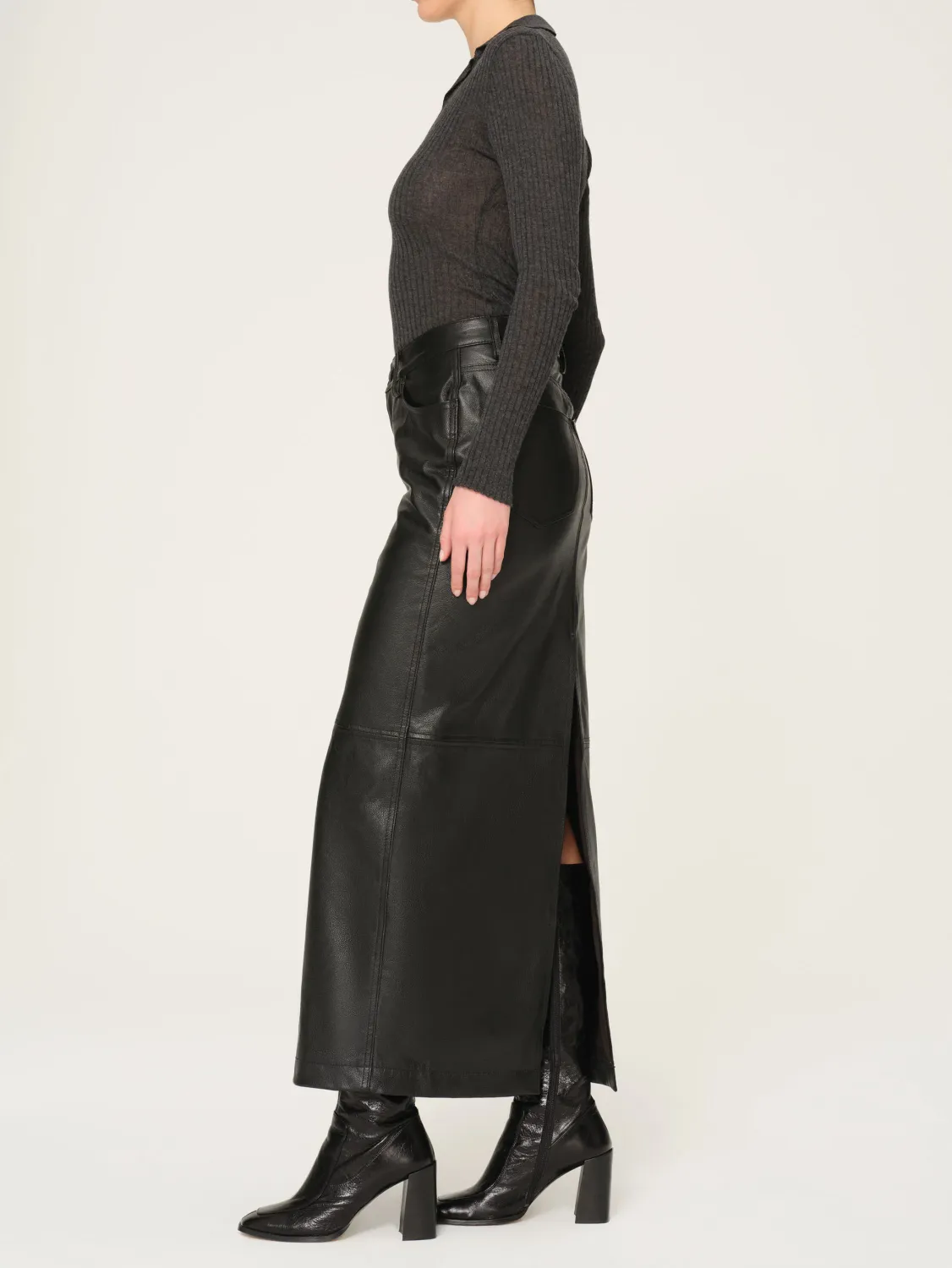 DL1961 Lexie Leather Maxi Skirt