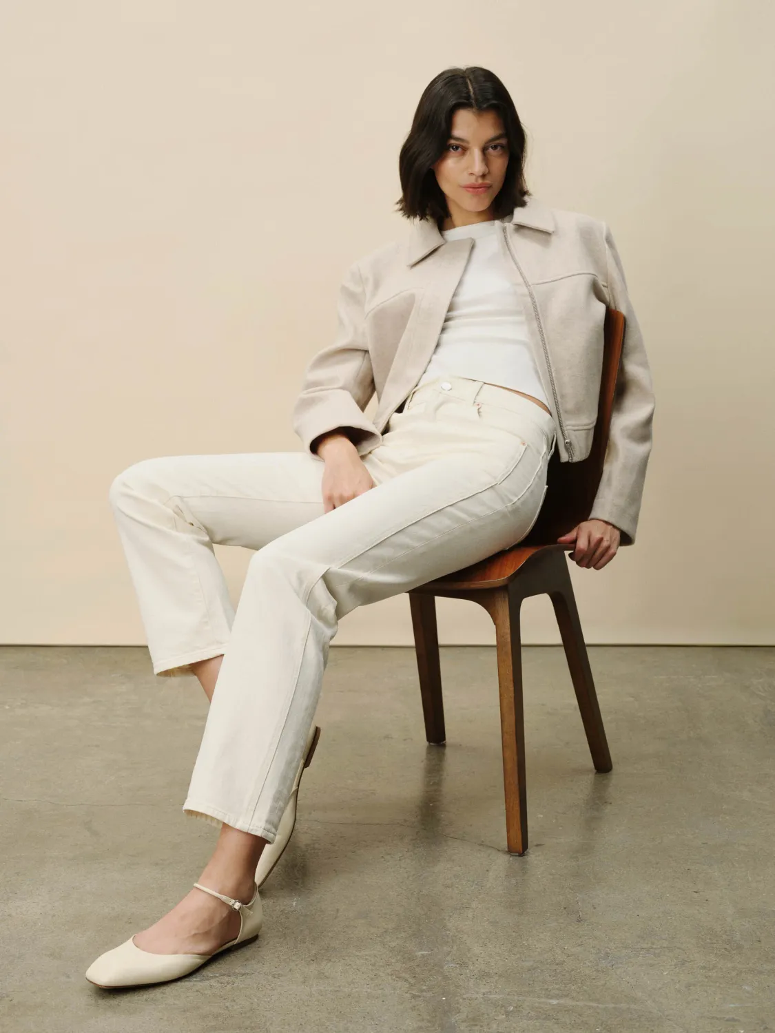 DL1961 Patti Straight Ecru Paneled