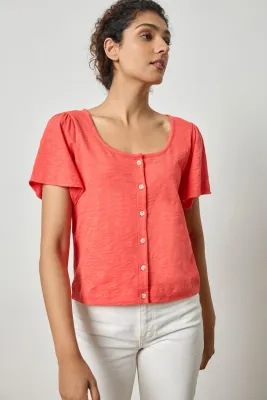 Lilla P Button Front Flutter Sleeve