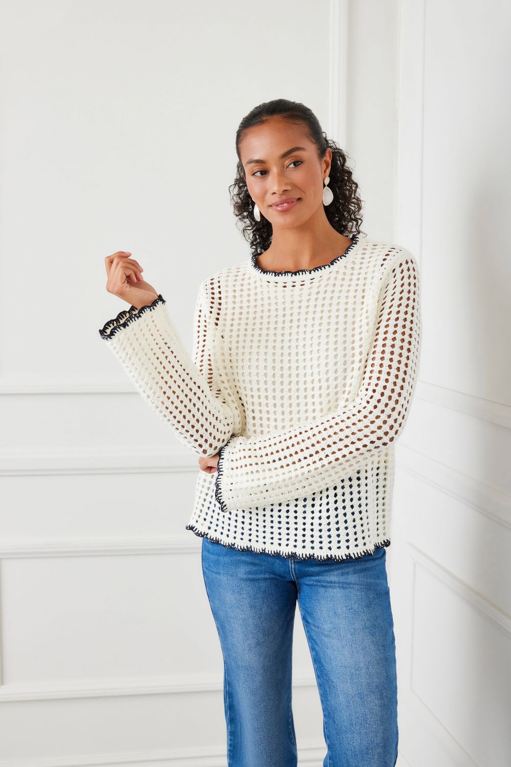 Karen Kane Citrus Splash Crochet Sweater