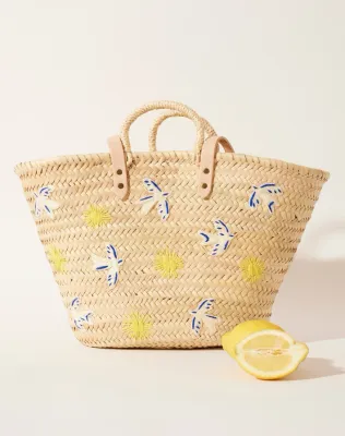 Maradji Embroidered Wicker Basket