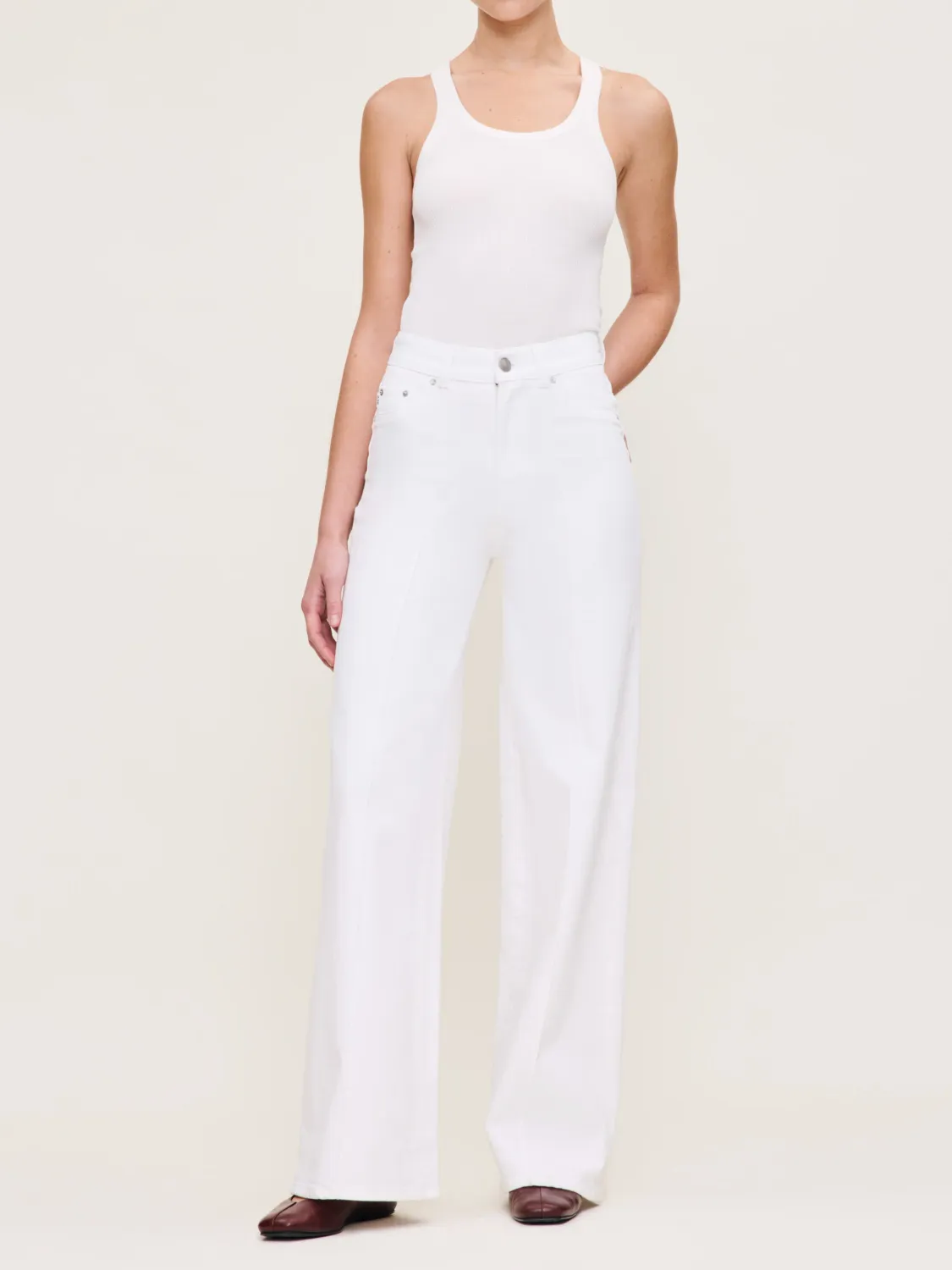 DL1961 Hepburn Wide Leg White