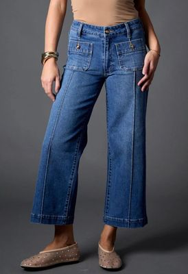 Blue Revival Patch Pocket Wide Leg