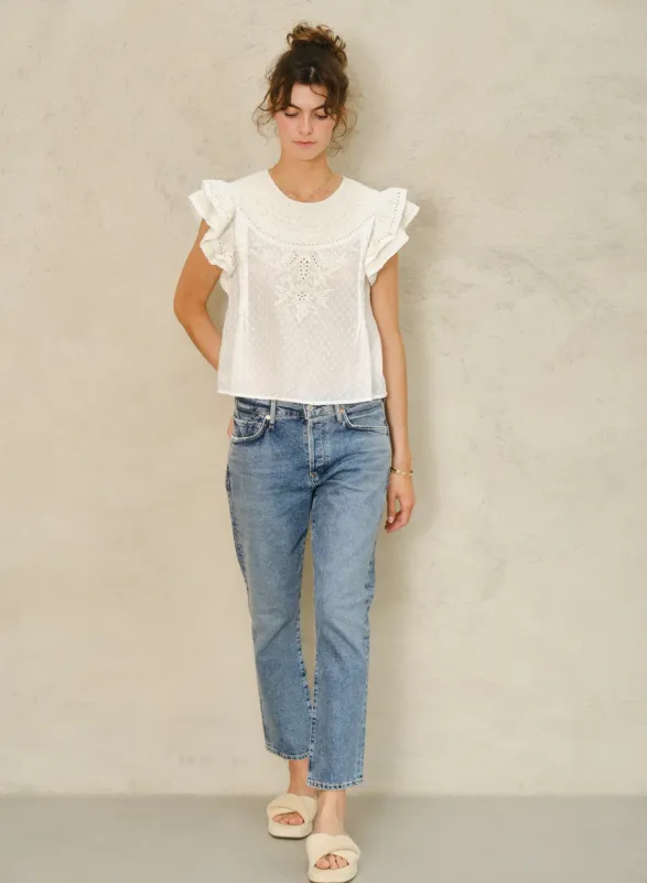 mabe lori embroidered top