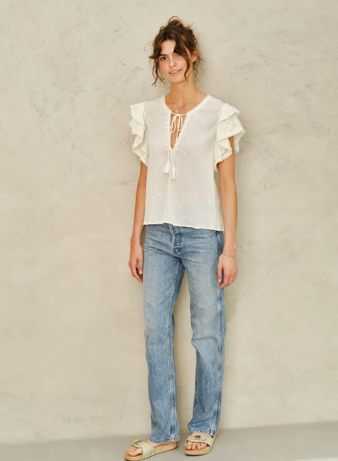 mabe mina embroidered top