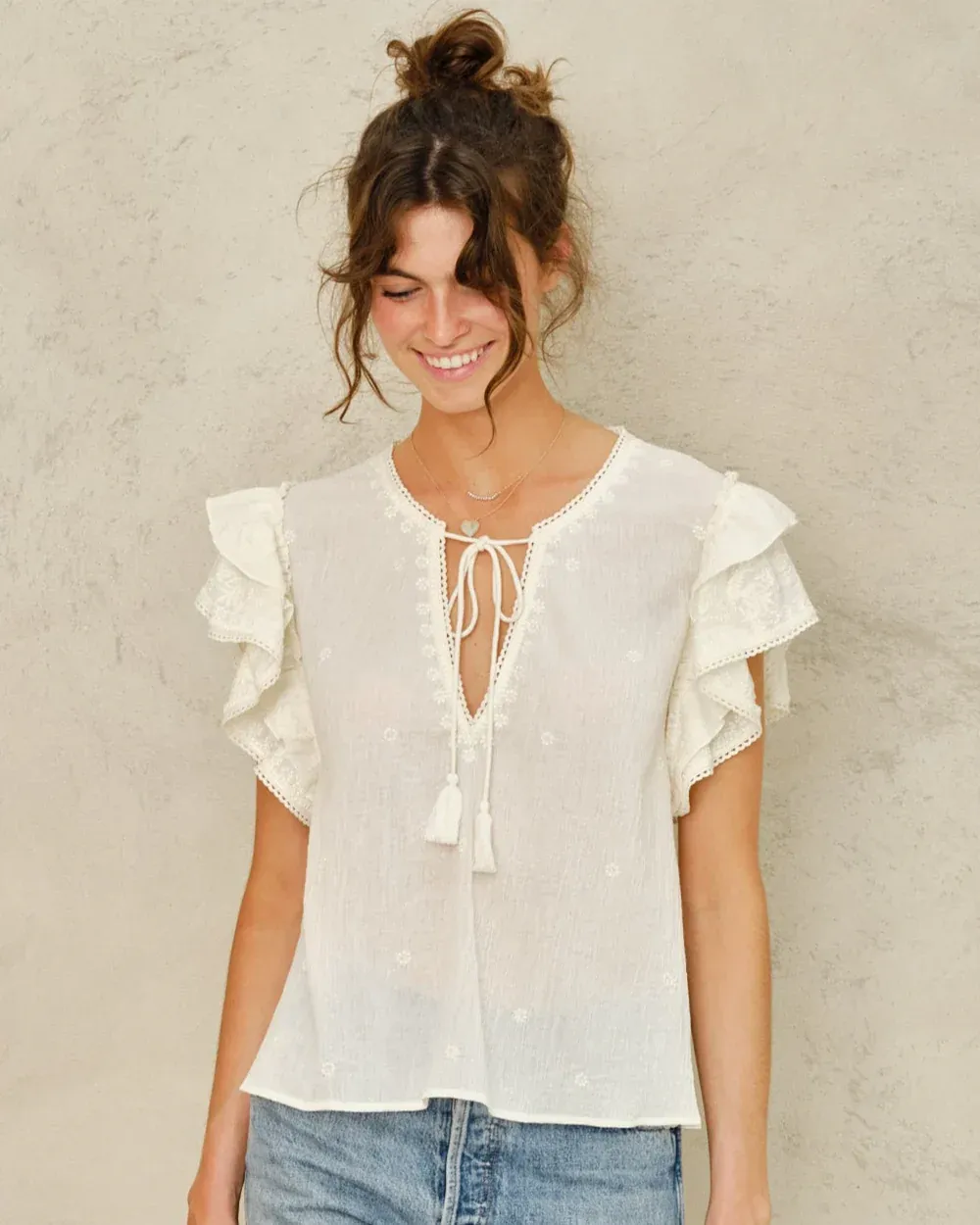 mabe mina embroidered top