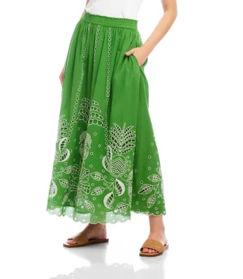 Karen Kane Embroidered Midi Skirt