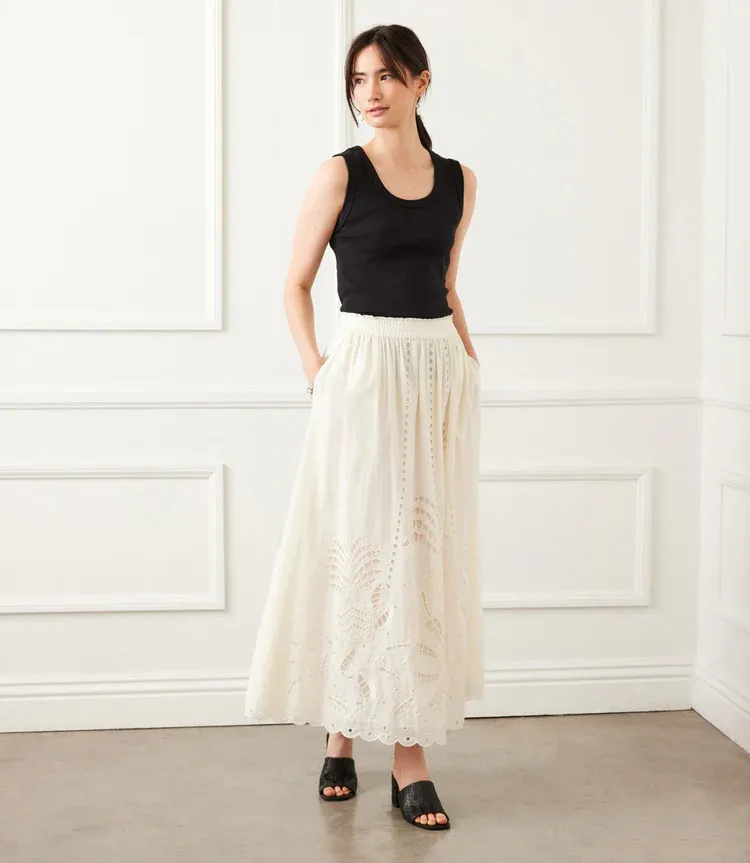 Karen Kane Embroidered Midi Skirt