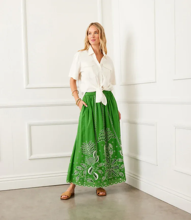 Karen Kane Embroidered Midi Skirt