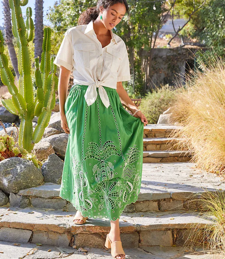 Karen Kane Embroidered Midi Skirt